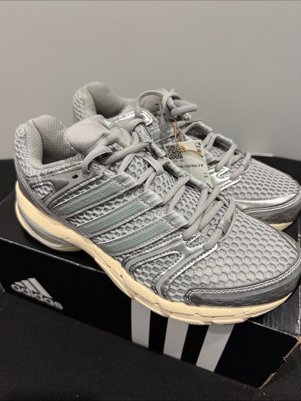 Adidas ADISTAR CONtROL Women's Gray Mesh Running Sneakers - Picture 2 of 8